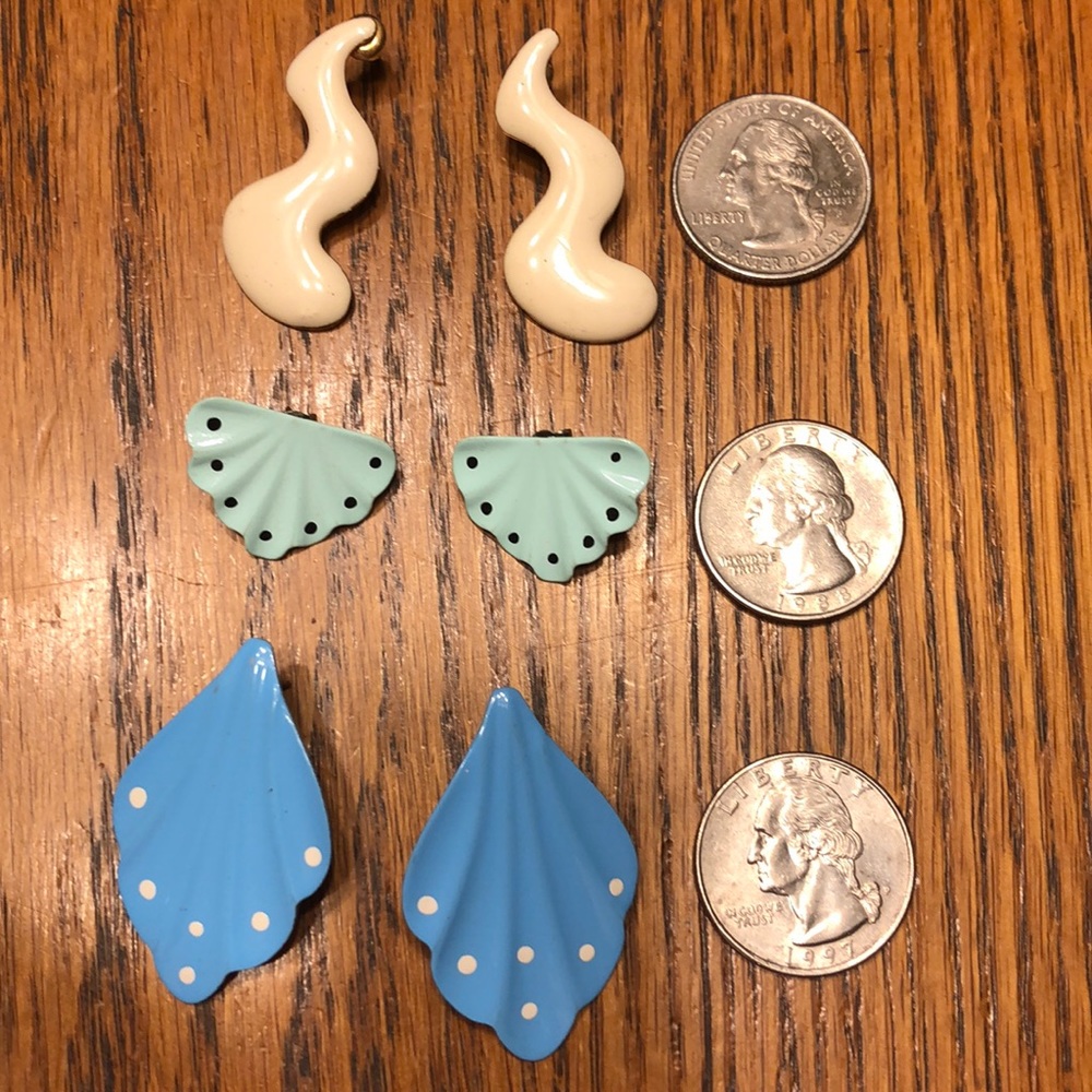 Vintage enamel post earrings- three pairs